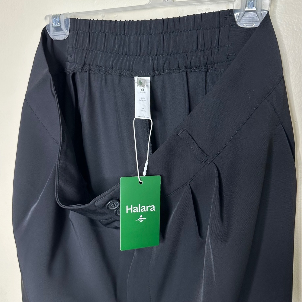 NWT Halara Pants Pleated High Waisted Black Wide Leg Trouser size XL - Picture 7 of 10